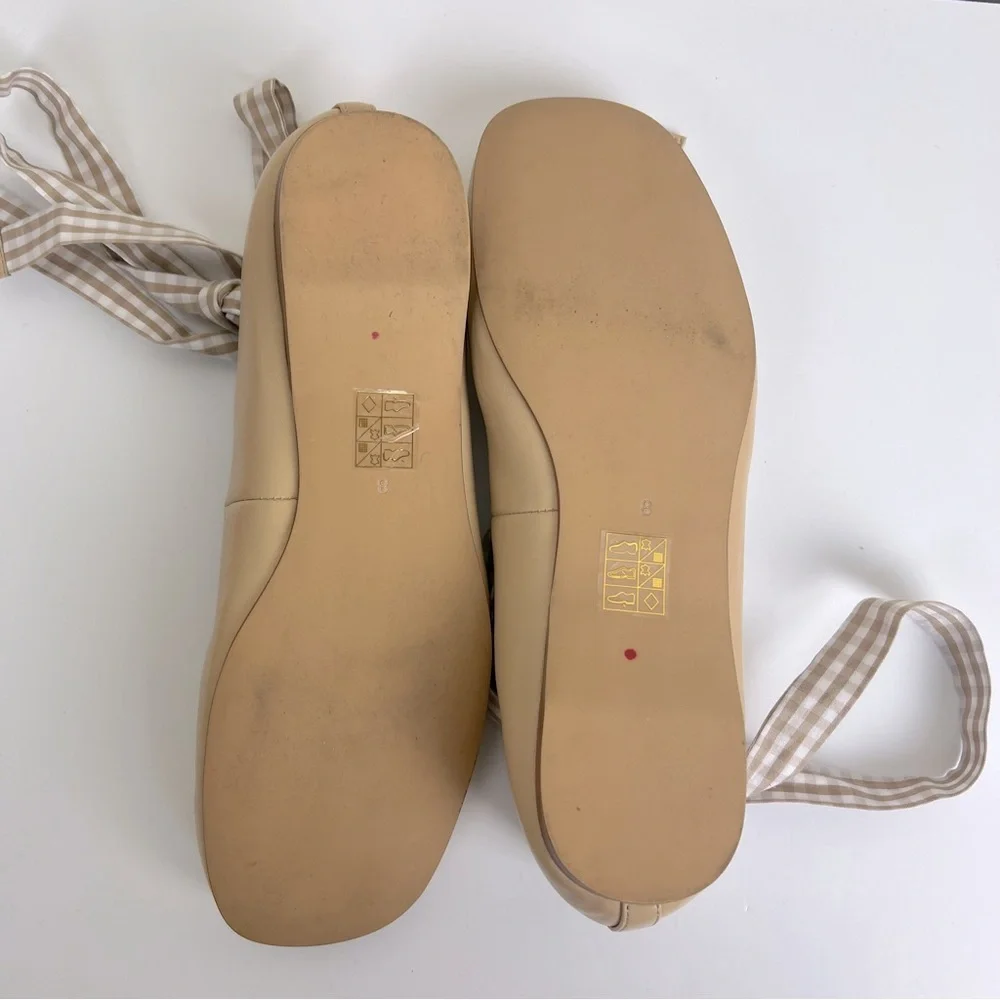 Free People Jeffrey Campbell That’s A Wrap Ballet Flats Tan Gingham Bow | 8